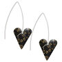 Oriental Black Pattern Long Heart Earrings, thumbnail 1 of 2