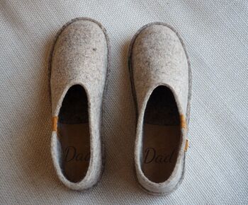 Personalised Handmade Felt And Leather Slippers, 5 of 8