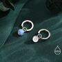 Sterling Silver Dangling Blue Opal Hoop Earrings, thumbnail 3 of 12