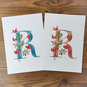 R Is For Rosehips Initial Print, Personalised, 3 of 10