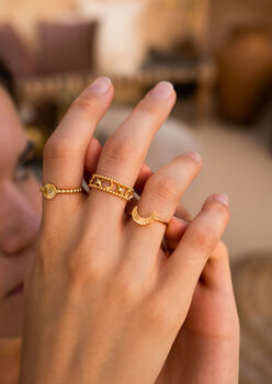 Gold Plated Solis And Selene Rings Set Of Two, 3 of 4