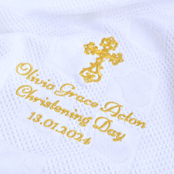 Personalised Christening Shawl With Cross, 2 of 7