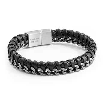 Personalised Woven Leather And Stainless Steel Bracelet, 7 of 10