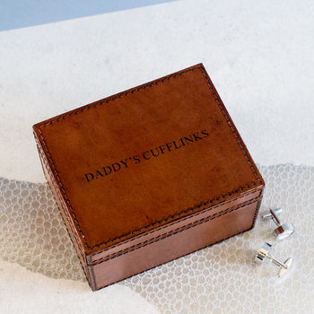 'Daddy's Cufflinks' Leather Stud Box Two Colours/Sizes, 5 of 9