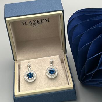 Byzantine Round Sapphire 925 Sterling Silver Earrings, 2 of 3
