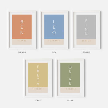 Personalised Name Print Muted Colour Block, 8 of 10