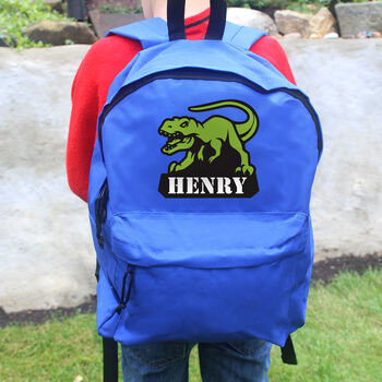 Personalised Dinosaur Blue Backpack, 3 of 5