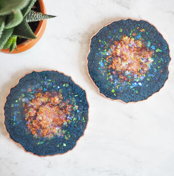 Iridescent Rose Gold Geode Resin Coasters, 11 of 12