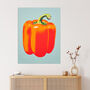 Minimalist Bell Pepper Kitchen Orange Wall Art Print, thumbnail 1 of 6