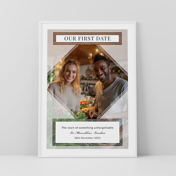Our First Date Couples Photo Print Personalised Dating Gift, 4 of 5