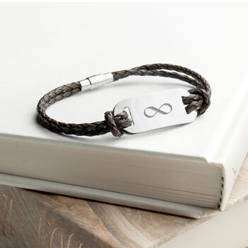 Personalised Men's Infinity Statement Leather Bracelet, 10 of 12