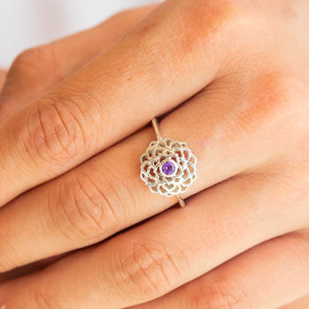 Crown Chakra Amethyst Ring Silver Or Gold Plated, 2 of 11