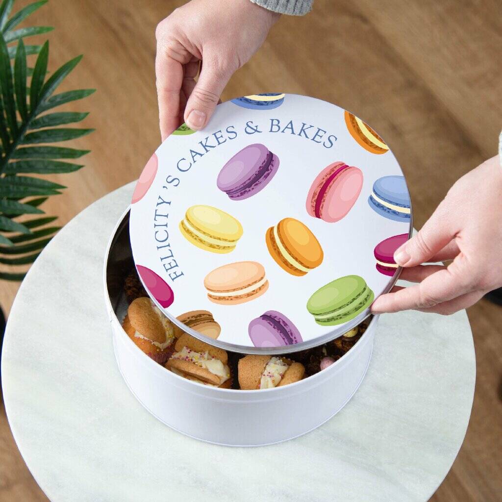 Colourful Macarons Personalised Cake Tin, 1 of 2