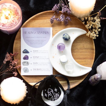 Stress Healing Crystal Set With Moon Trinket Dish, 2 of 6