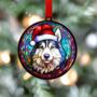 Husky In Santa Hat Suncatcher Decoration, thumbnail 4 of 6