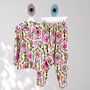 Ikat Print 100% Cotton Ladies Pyjamas In White And Pink, thumbnail 1 of 2