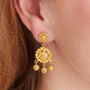 Gold Plated Silver Filigree Stud Ball Drop Earrings, thumbnail 5 of 8