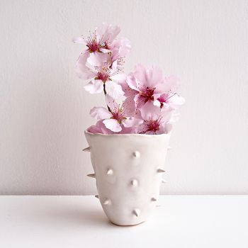 Handmade White Spiky Ceramic Cactus Vase, 2 of 6