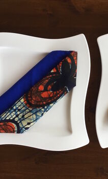 Vibrant African Print Napkin Blue Lining, 3 of 4