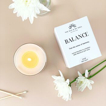 Balance Sage Sea Salt Scented Luxury Soy Candle Gift, 2 of 3