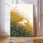 Dog Chasing Though The Meadow Art Print, thumbnail 1 of 4