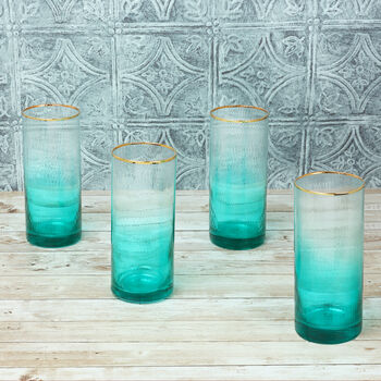 G Decor Set Of Four Ocean Ribbed Ombre Tumbler Glasses, 2 of 4