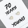 70th Birthday Heart Earrings In Sterling Silver, thumbnail 1 of 2