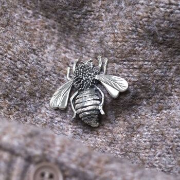 Sterling Silver Bee Brooch, 2 of 7