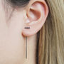 Oxidised Silver Gunmetal Threader Bar Earrings, thumbnail 1 of 3
