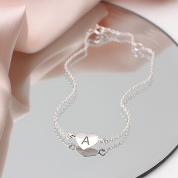 18ct Gold Plated Or Silver Heart Link Slider Bracelet By