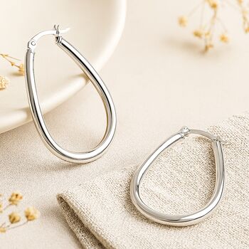 Sterling Silver Teardrop Hoop Earrings – 28mm, 2 of 5