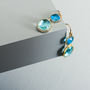 Gold Plated Rectangle Glass Drop Earrings, thumbnail 3 of 7