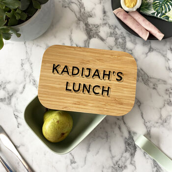 Personalised Bamboo Shadow Font Lunch Box, 3 of 8