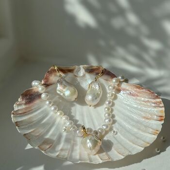 Gold Flecked Baroque Pearl Pendant Necklace, 2 of 7