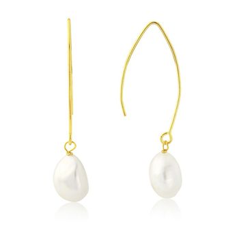 Large Irregular White Pearls On Long Oval Hooks, 4 of 5