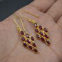 Red Ruby Drop Earrings: Gold Plated Sterling Silver, thumbnail 2 of 7