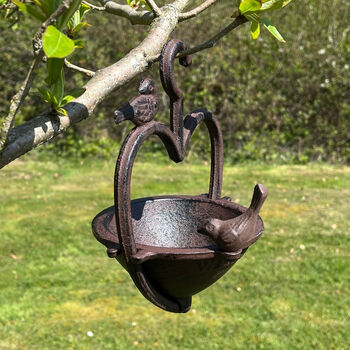 Set Of Two Cast Iron Heart Shaped Bird Seed Feeders, 6 of 9