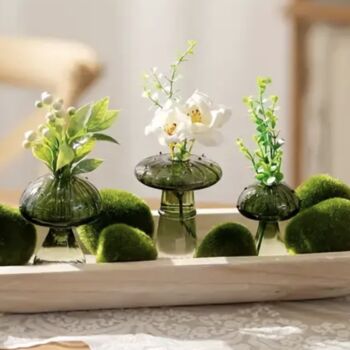Set Of Five Glass Mushroom Bud Vases, 2 of 3