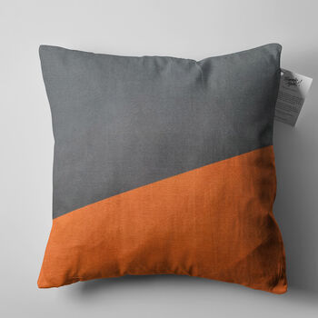 Geometric Burnt Orange And Grey Chenille Cushion Cover, 6 of 11