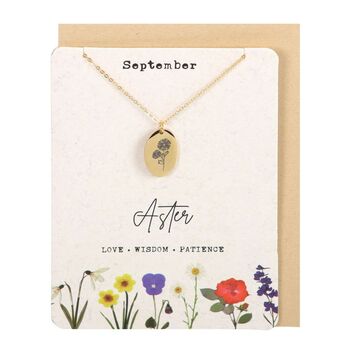 September Aster Birth Flower Necklace Card, 2 of 4