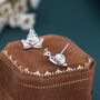 Sterling Silver Mismatched Snail And Ivy Leaf Stud Earrings, thumbnail 3 of 10