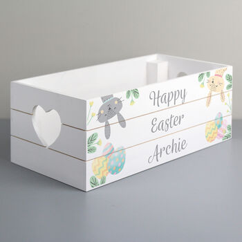 Personalised Easter Bunny White Wooden Crate Organiser, 4 of 5