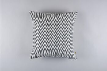 Indore Herringbone Pattern Block Grey Cushion Cover, 2 of 4