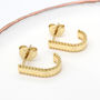 18ct Gold Plated Bead Trim Scoop Hoop Earring, thumbnail 2 of 6