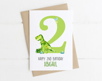 Personalised Children's Birthday Card Green Dinosaur, 7 of 8
