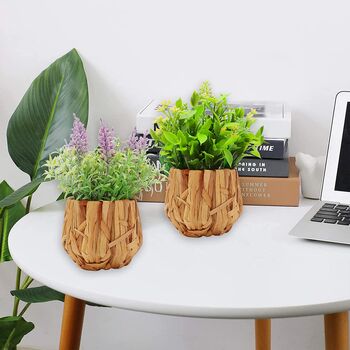 Pack Of Two Artificial Plants In Woven Basket, 3 of 7