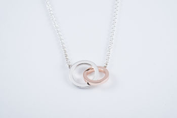 Rose Or Yellow Gold 9ct And Silver Unity Necklace, 2 of 4