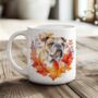 Personalised Dog Mug Bulldog In An Autumn Wreath, thumbnail 1 of 2