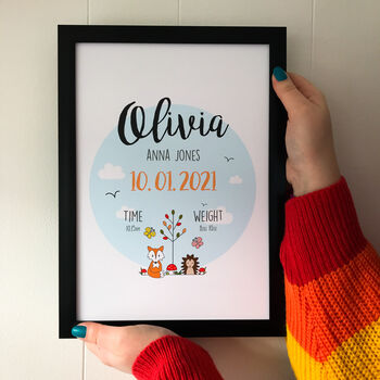 Personalised Woodland New Baby Print, 3 of 3
