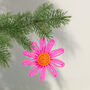 Christmas Beaded Flower Decoration, 10cm Pink, thumbnail 1 of 3